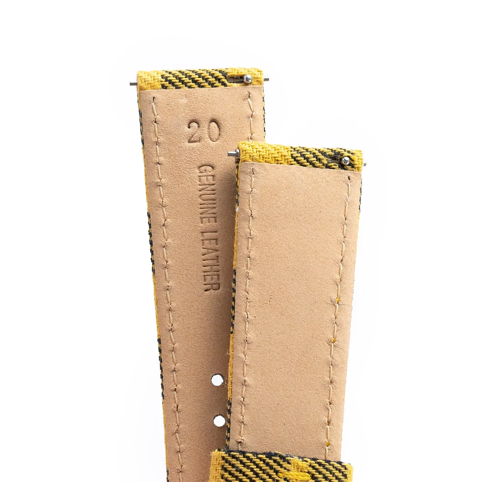 18mm 20mm 22mm Quick Release Wool Flannel Pattern / Leather Backed Watch Strap - Small Plaid
