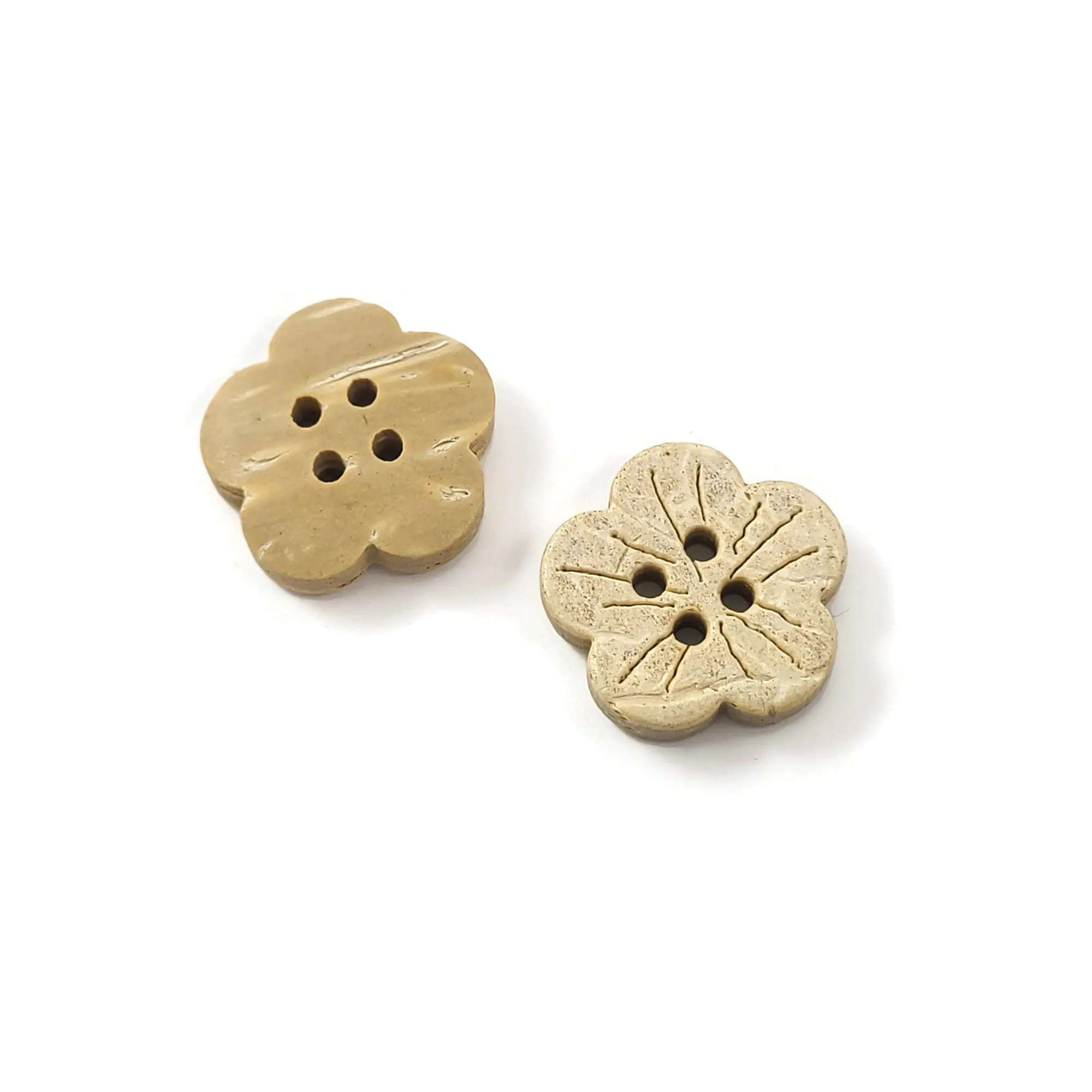 6 Flower shape white coconut buttons