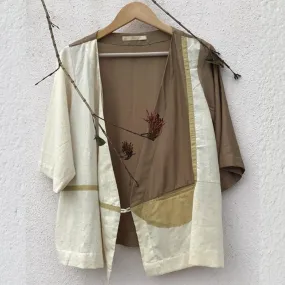 Contemporary Patchwork Wrap Top | Casual | Stylish | Hand-Crafted | Khaki