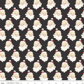FLANNEL: Santa Heads - Charcoal $13.49 / Yard