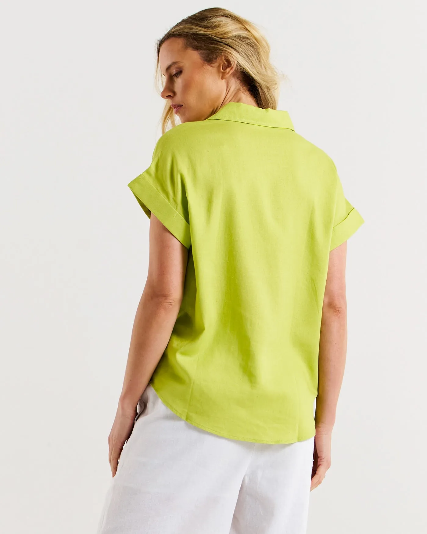 Flores Blouse - Lime Green