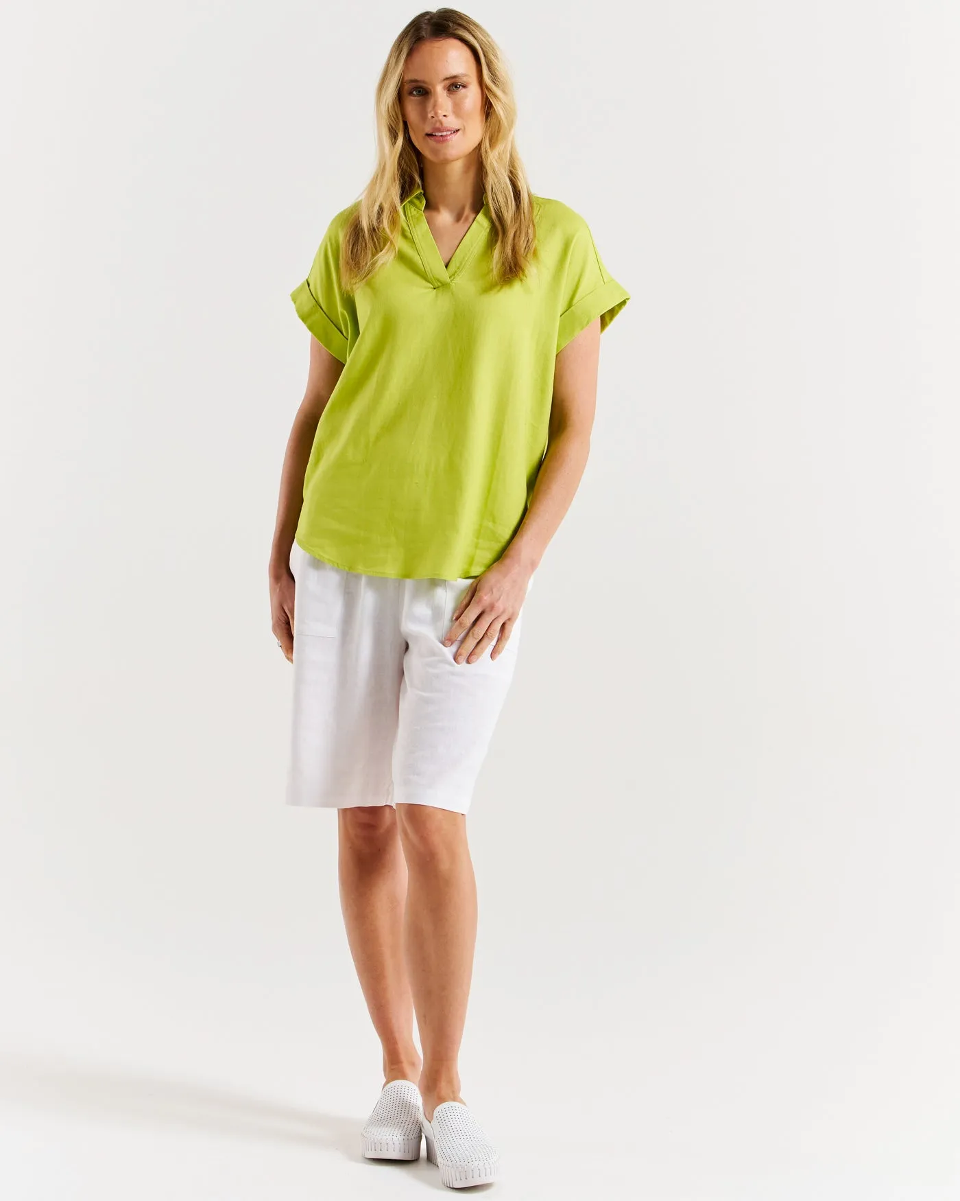 Flores Blouse - Lime Green