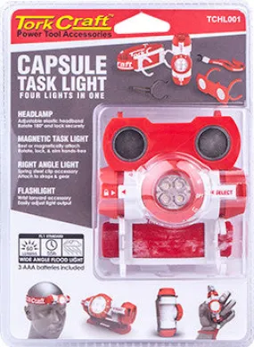 HEAD LIGHT TORCH TASK CAPSULE FOUR IN ONE FLASH LIGHT WITH MAG HOLDER