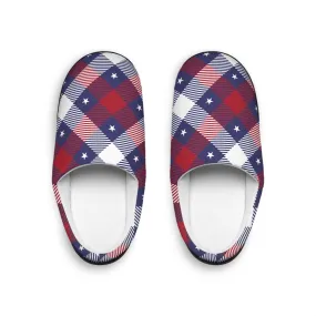 Men's Indoor Patriotic Plaid Slippers | Holiday Indoor Slippers | Anti -Skid