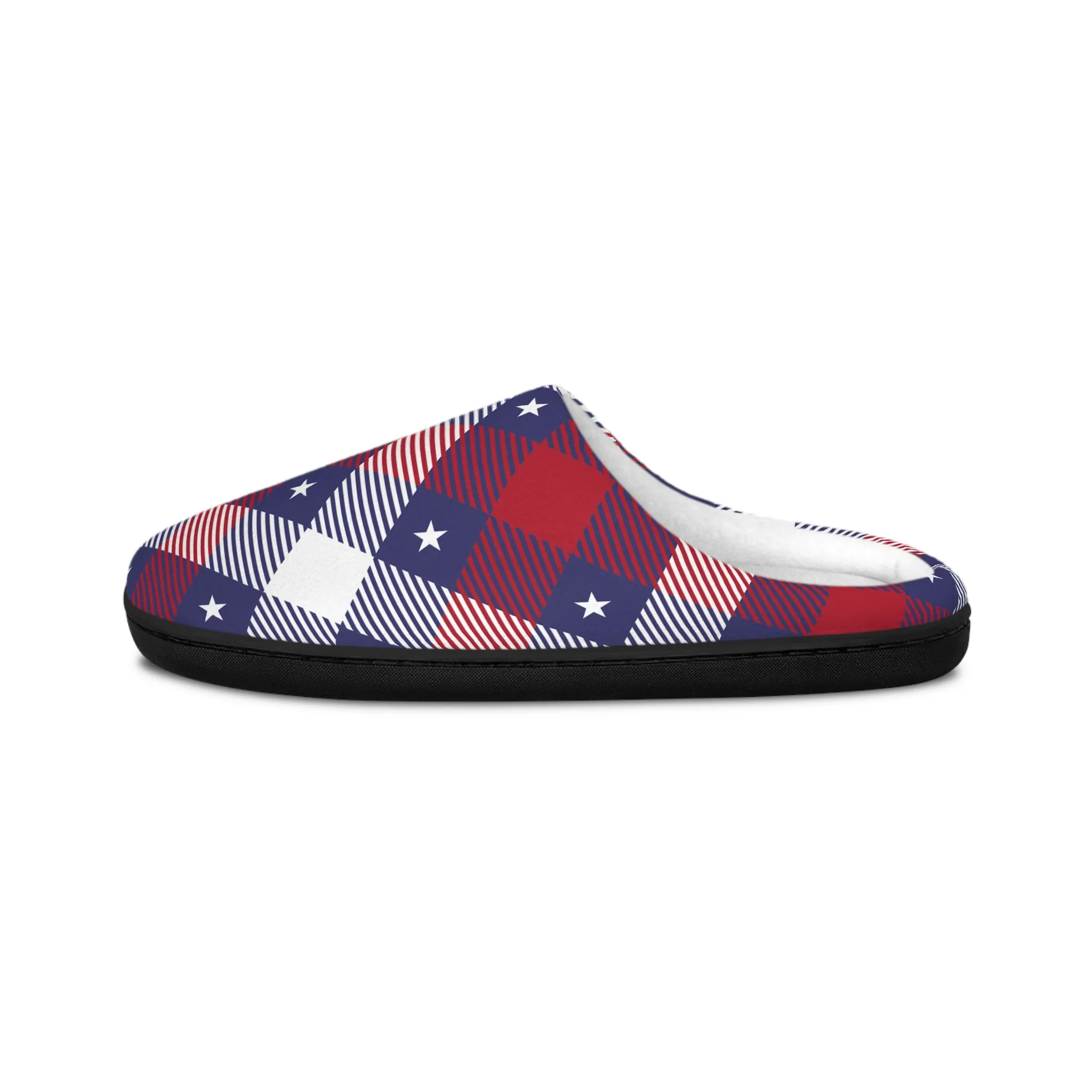Men's Indoor Patriotic Plaid Slippers | Holiday Indoor Slippers | Anti -Skid