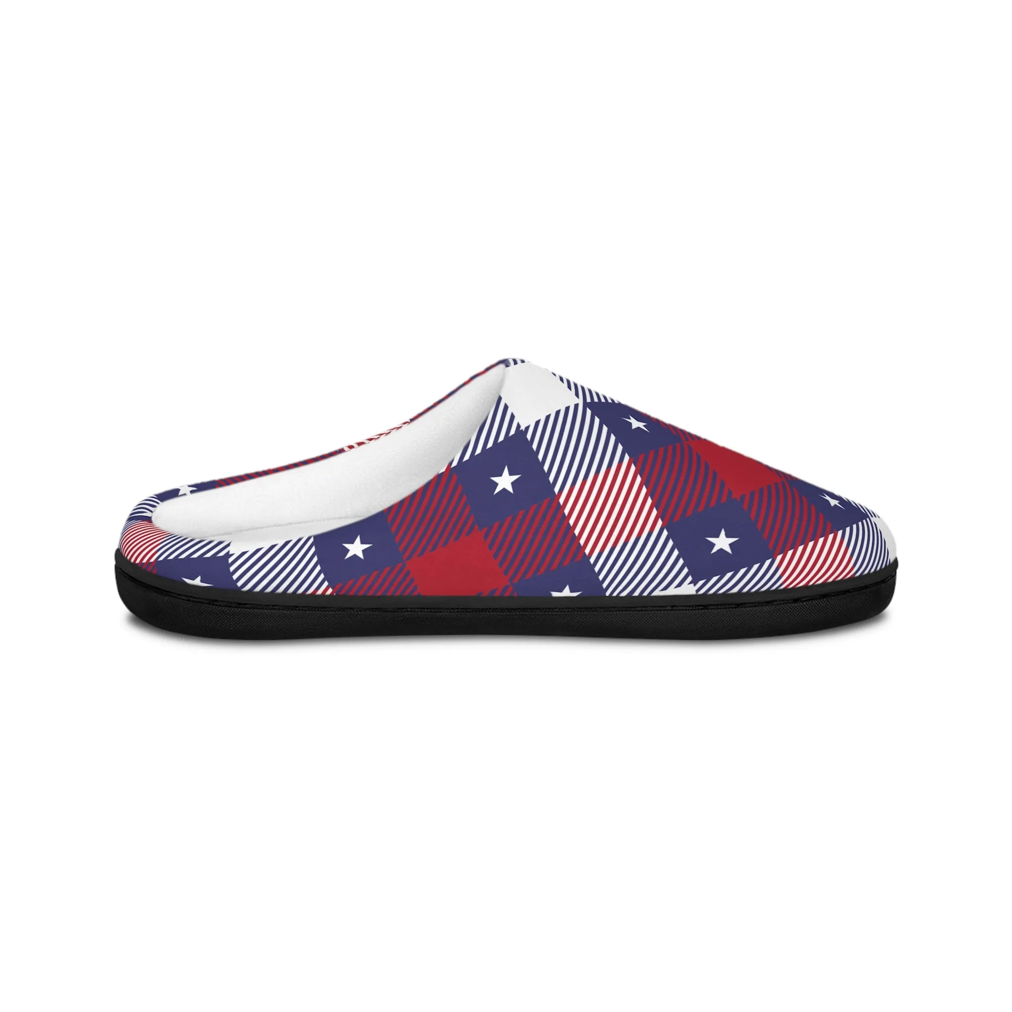 Men's Indoor Patriotic Plaid Slippers | Holiday Indoor Slippers | Anti -Skid