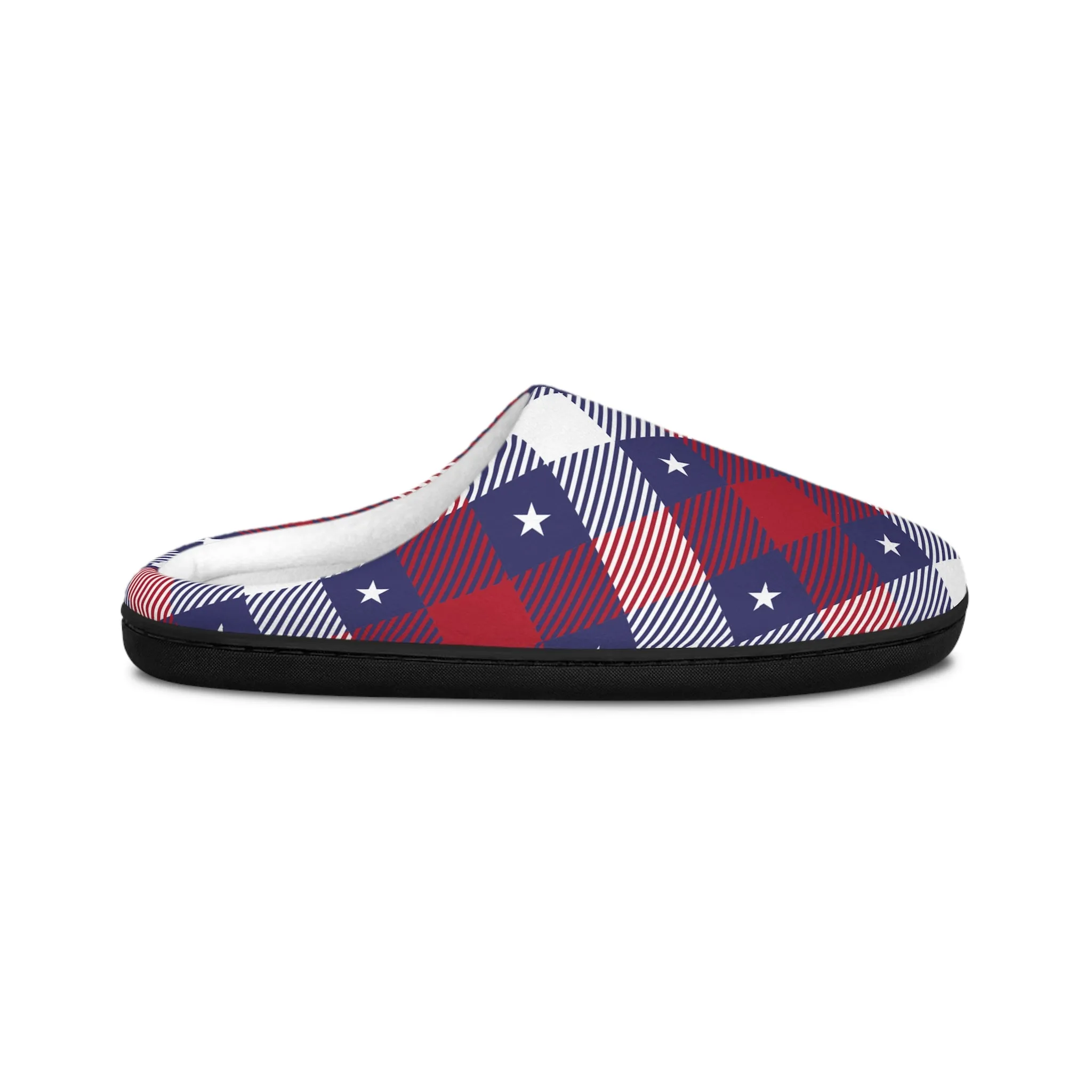 Men's Indoor Patriotic Plaid Slippers | Holiday Indoor Slippers | Anti -Skid