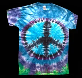 Men's Tie Dye Short-sleeve Tee/Peace Sign/Blue-Purp/Blk-Blu-Grn-Purp