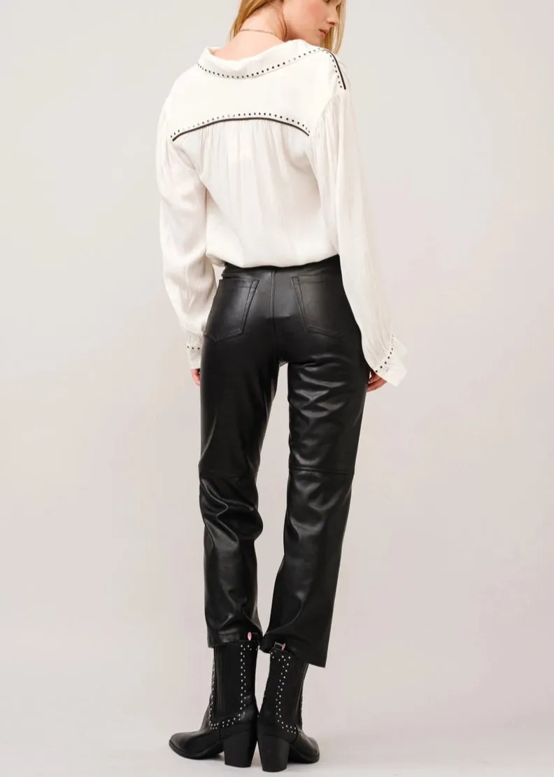 Momentum Studded White Crepe Blouse