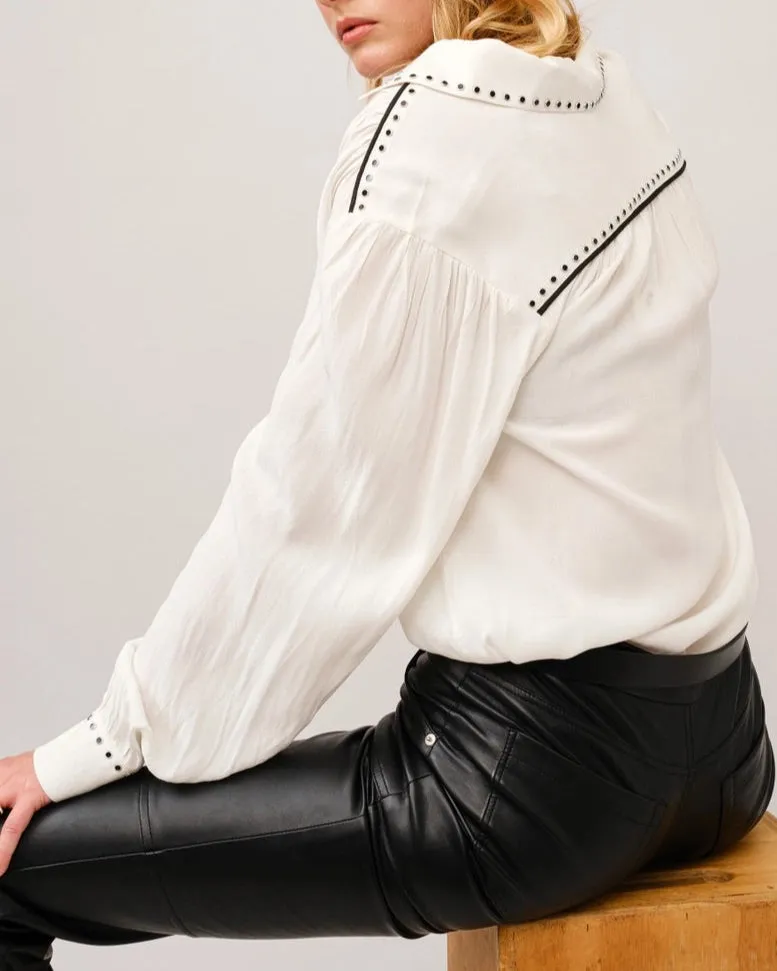 Momentum Studded White Crepe Blouse