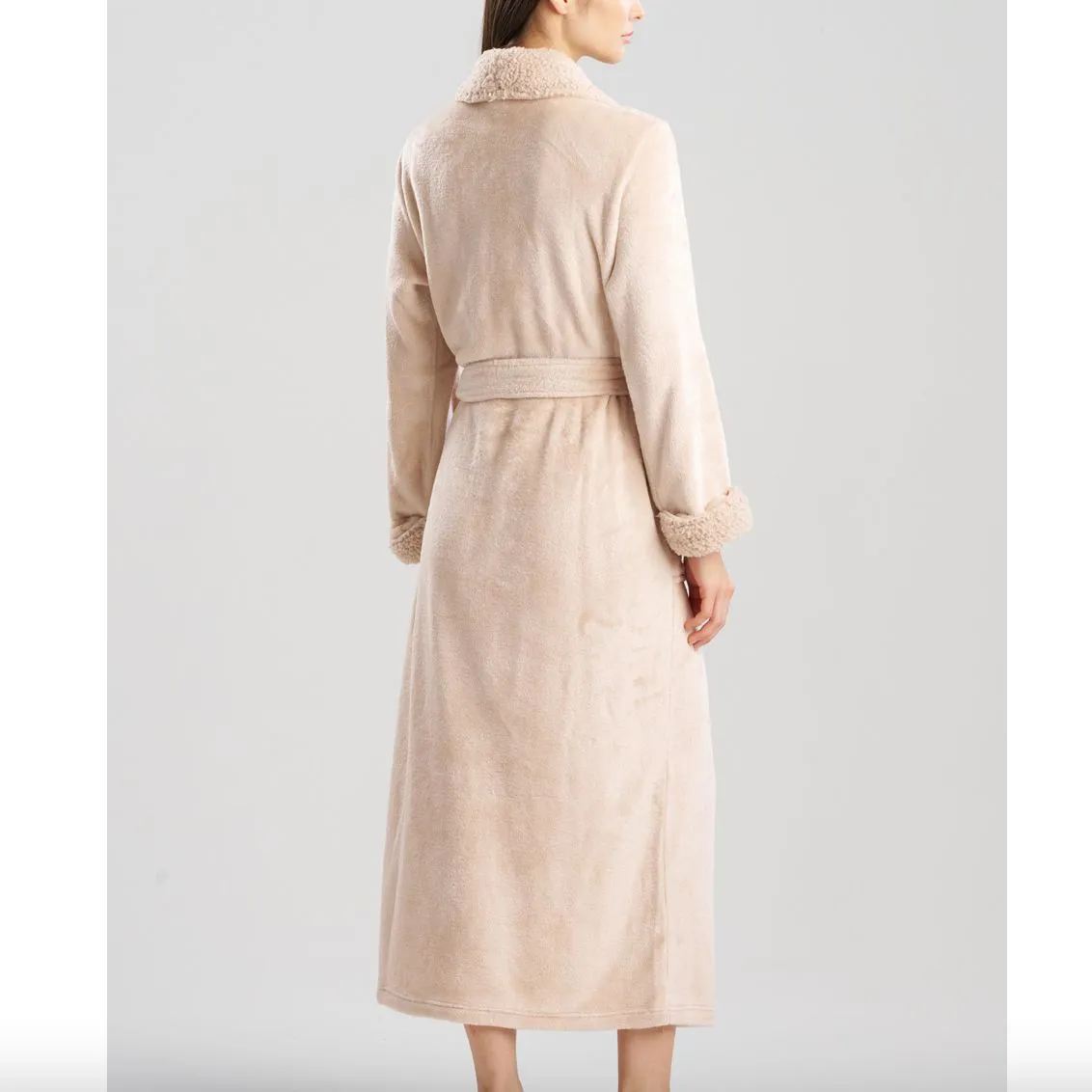 Natori Plush Sherpa 52" Robe D74068 in Beige