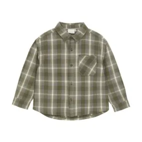Olive Grey Plaid Flannel Shirt