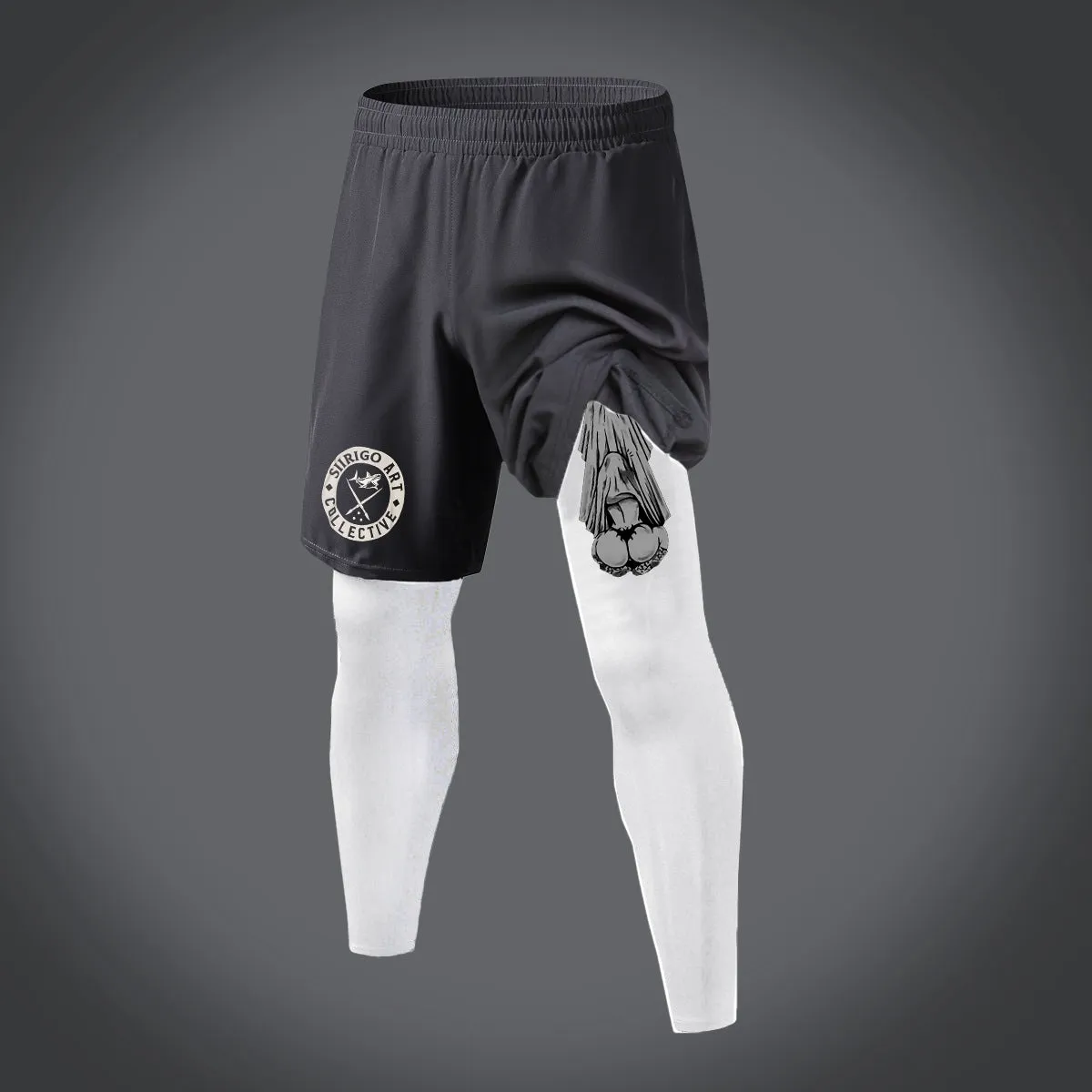 Oral Sex with Ghost Dirty Love Graphic Print Copper Compression Two In One Piece Running Tights Trousers Shorts