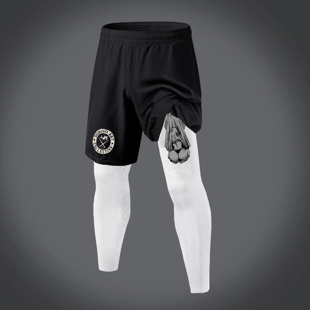 Oral Sex with Ghost Dirty Love Graphic Print Copper Compression Two In One Piece Running Tights Trousers Shorts