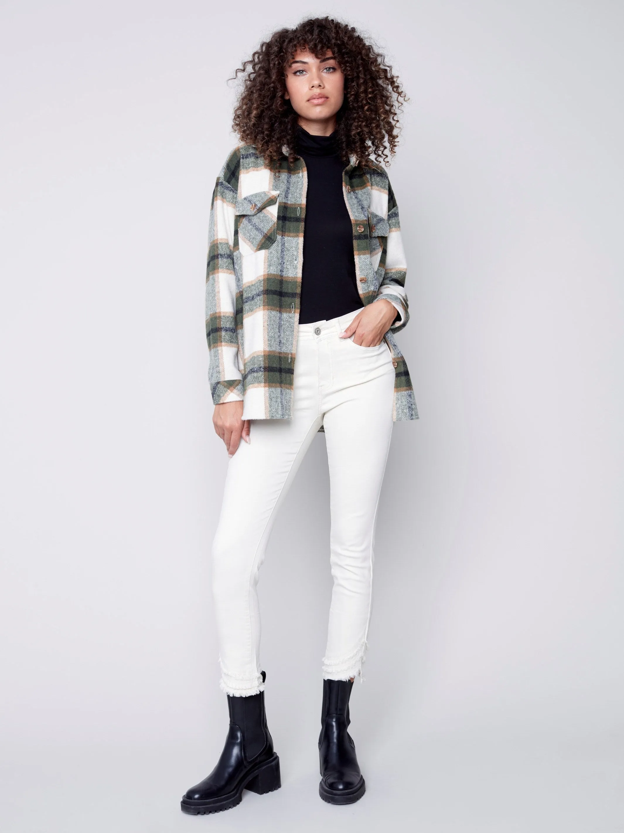 Plaid Flannel Shirt Jacket - Spruce