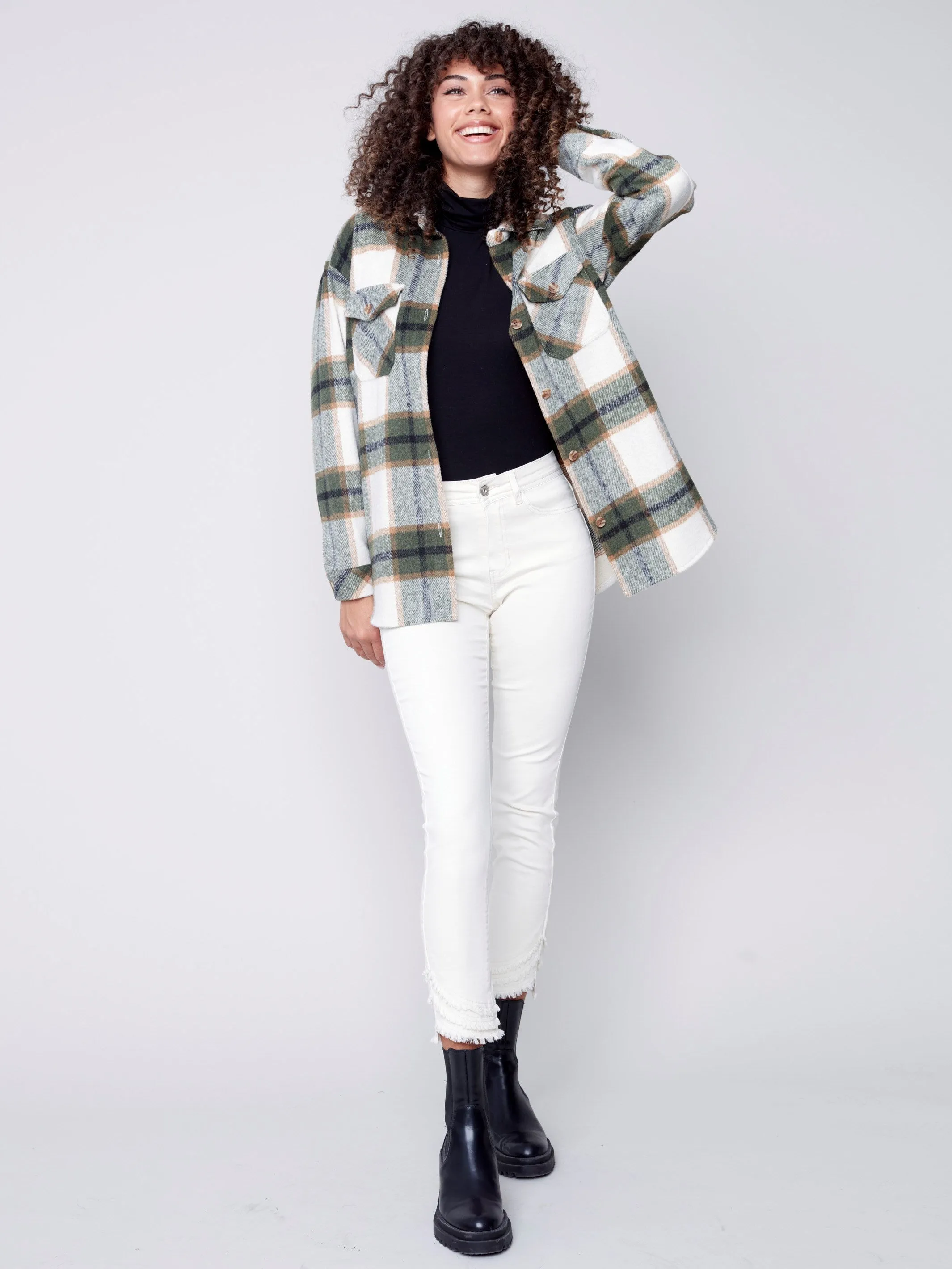 Plaid Flannel Shirt Jacket - Spruce
