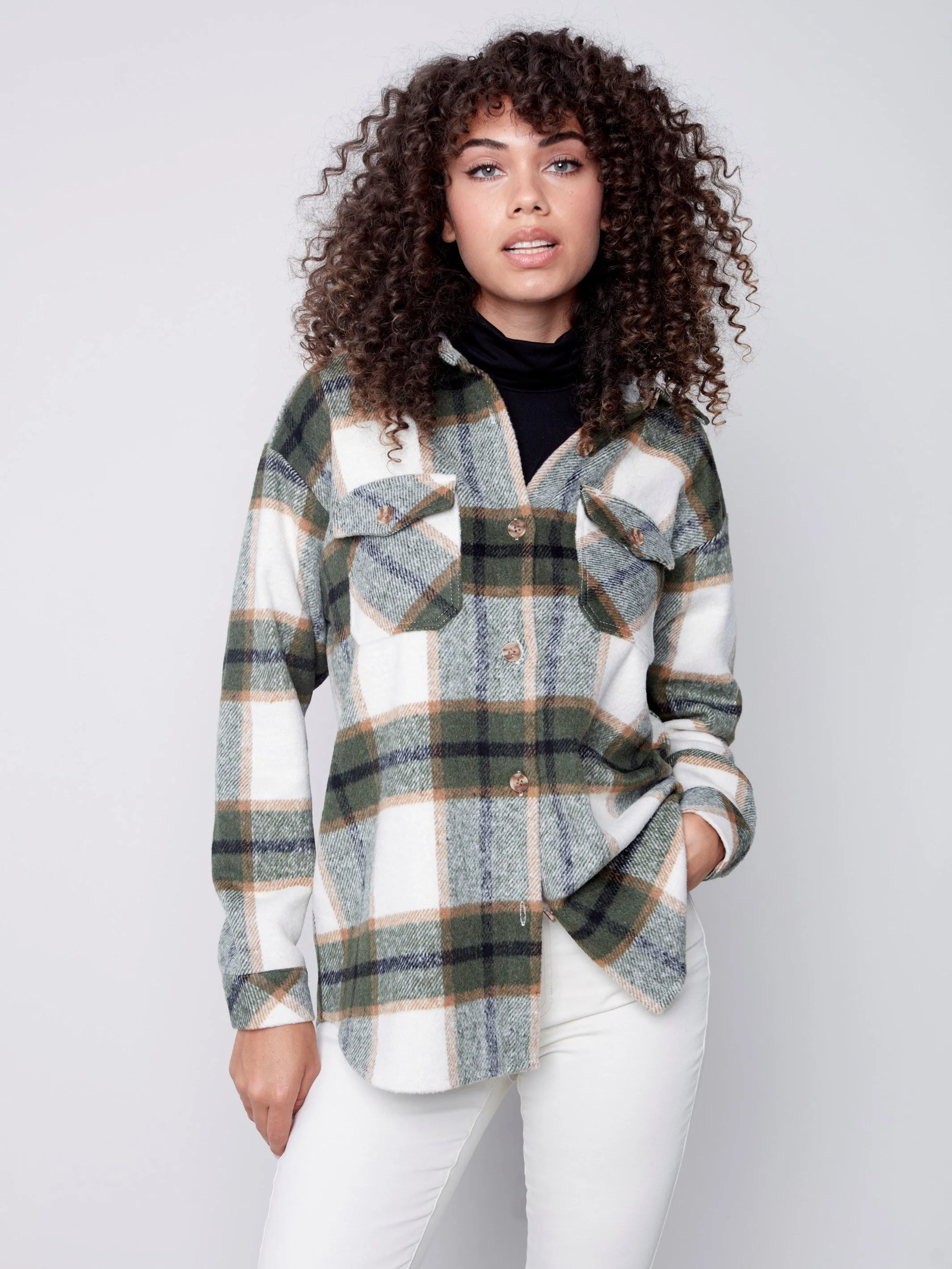 Plaid Flannel Shirt Jacket - Spruce