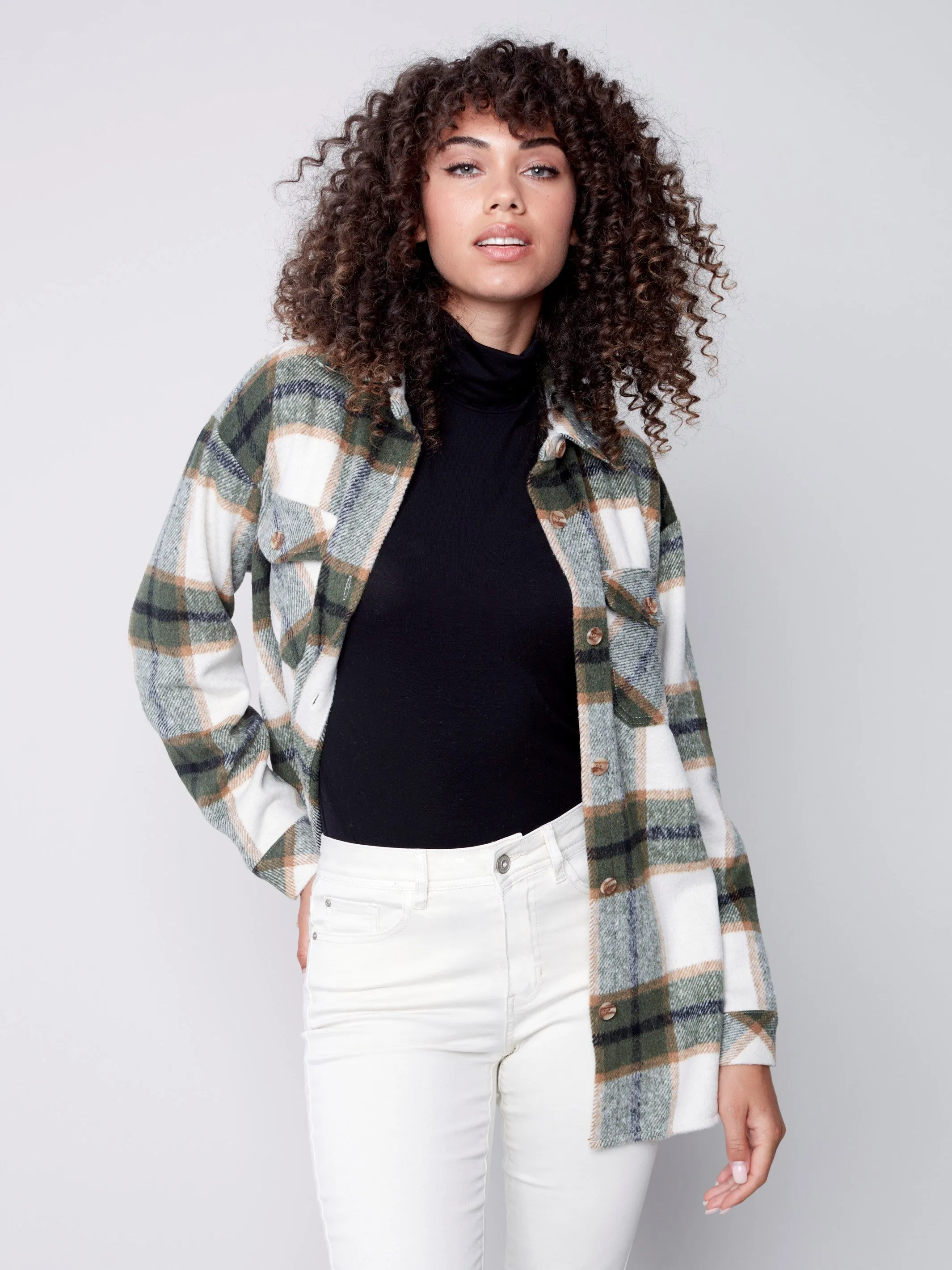 Plaid Flannel Shirt Jacket - Spruce