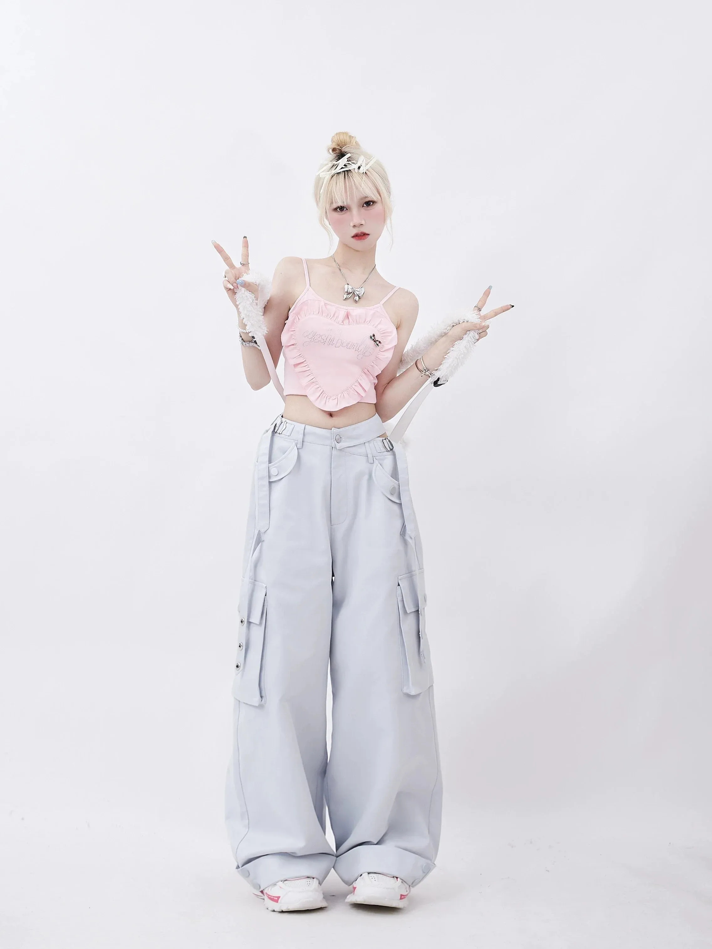 Pocket Pants Wide Blue Light Side
