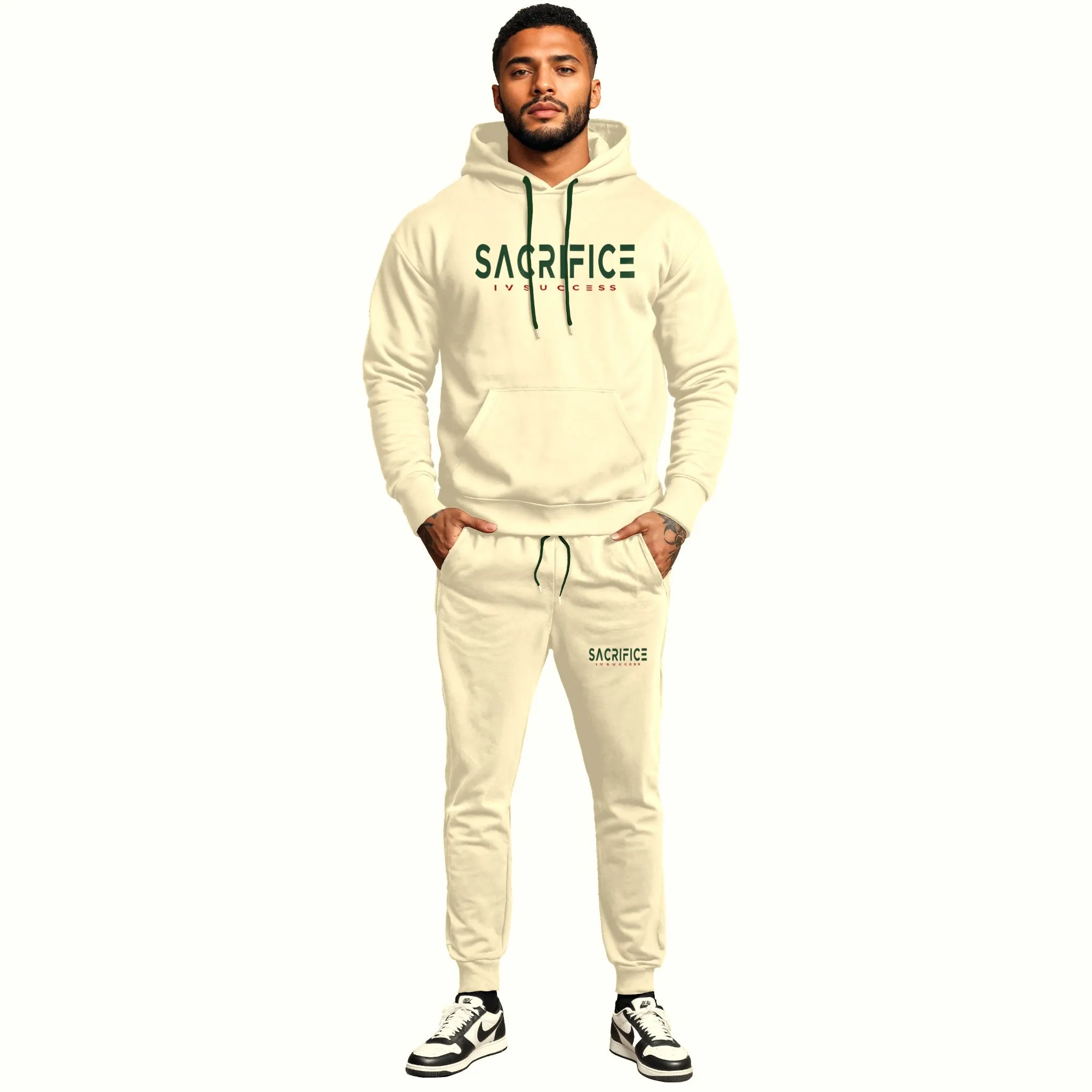 SIGNATURE JOGGING SET   (Cream/Green/Red)