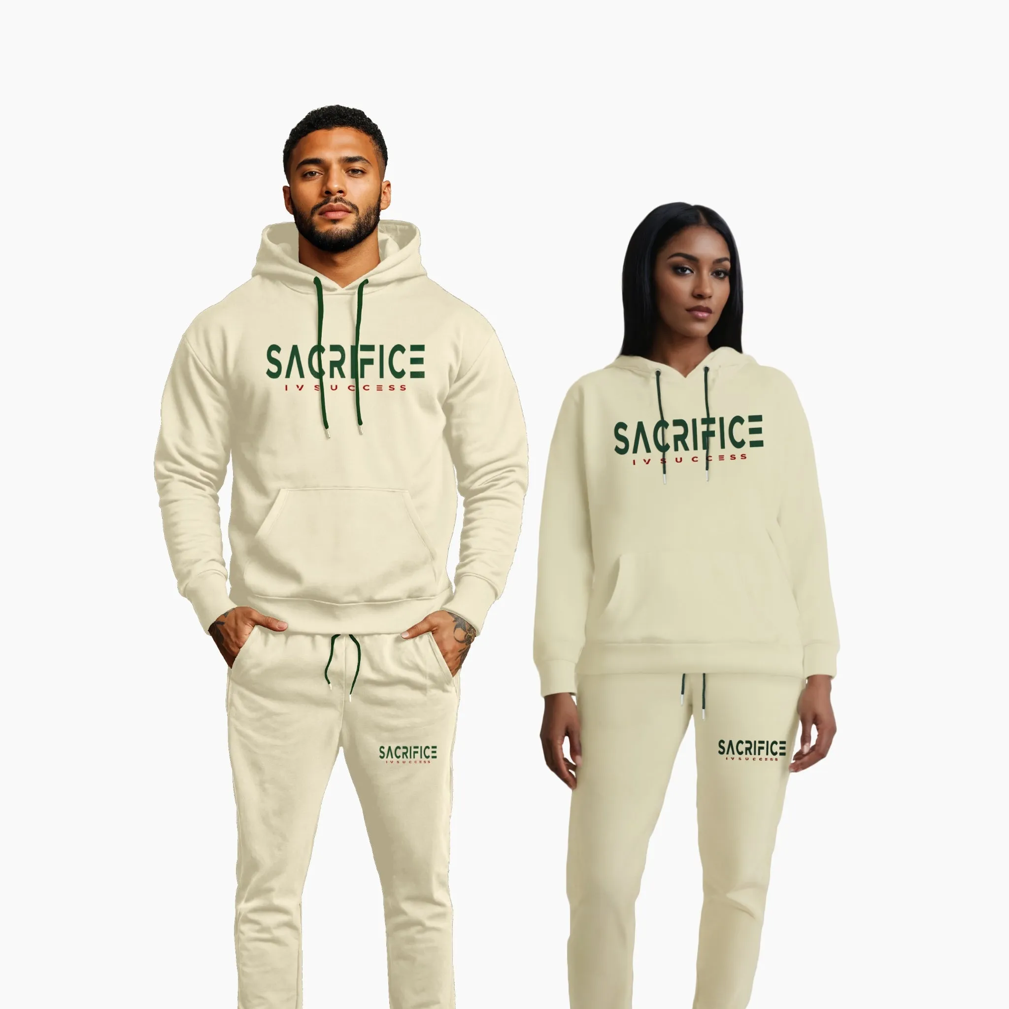 SIGNATURE JOGGING SET   (Cream/Green/Red)
