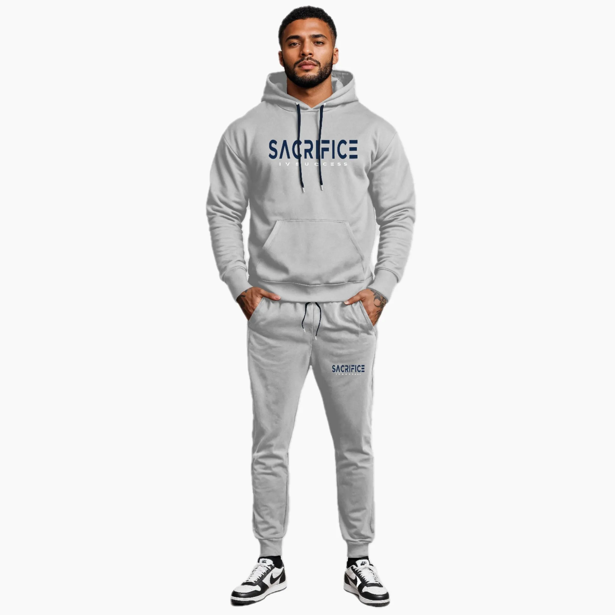 SIGNATURE JOGGING SET   (Gray/Navy Blue/White)
