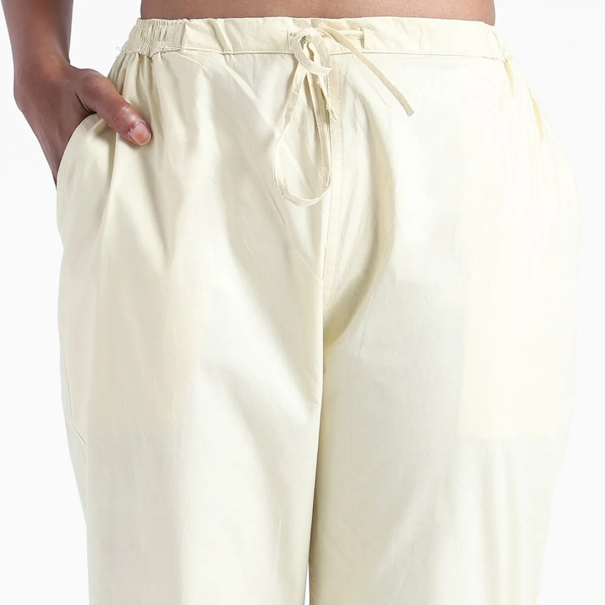 Women's Slim Fit Kurti Pants | Cotton | Comfortable | Light Lemon Yellow