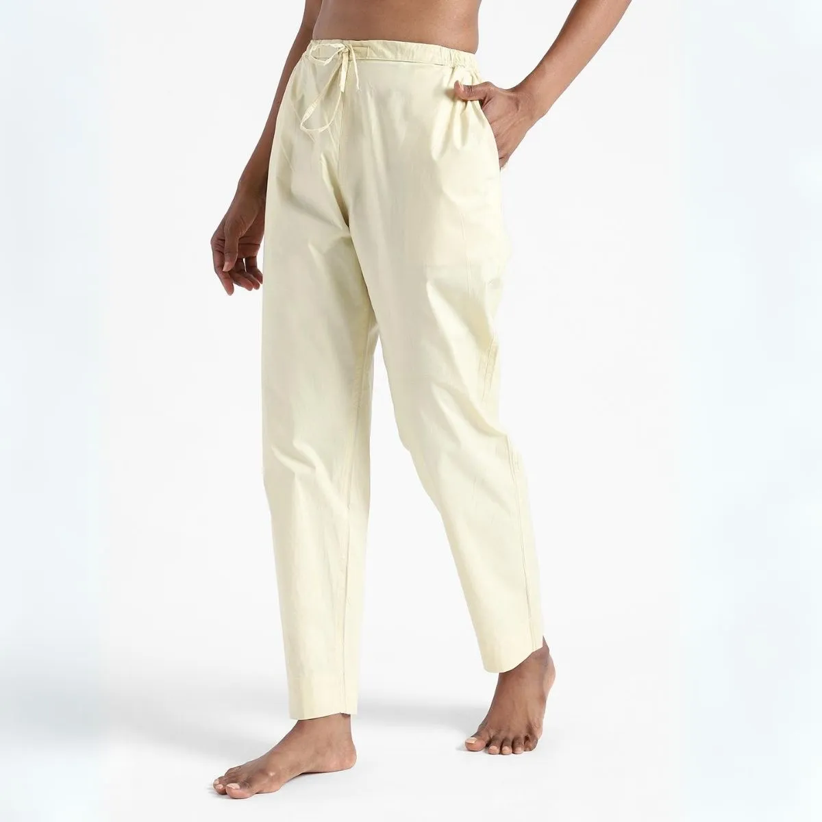 Women's Slim Fit Kurti Pants | Cotton | Comfortable | Light Lemon Yellow